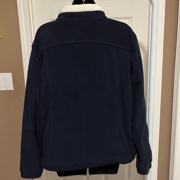 Ladies L Dark Navy & White Fleece Zippered Jacket - Picture 5 of 8